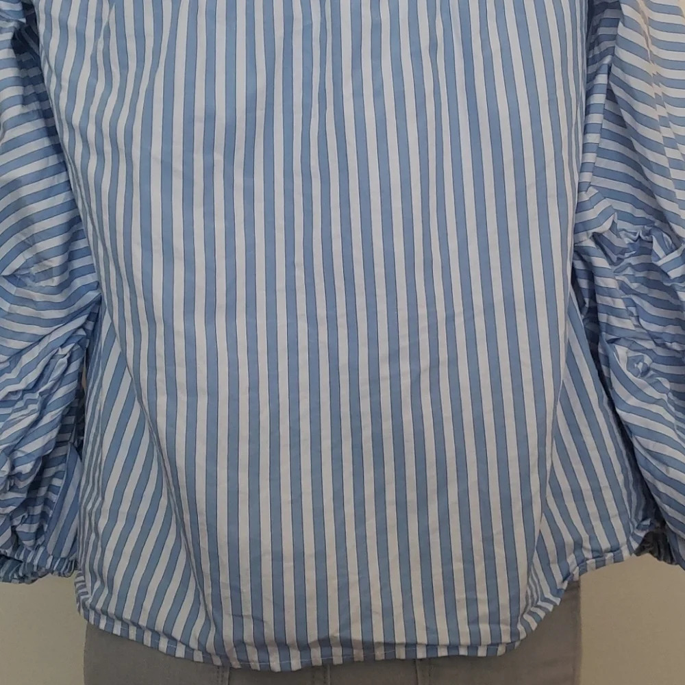 Petersyn Women’s Off-Shoulder Blue & White Striped Top - Picture 9 of 15